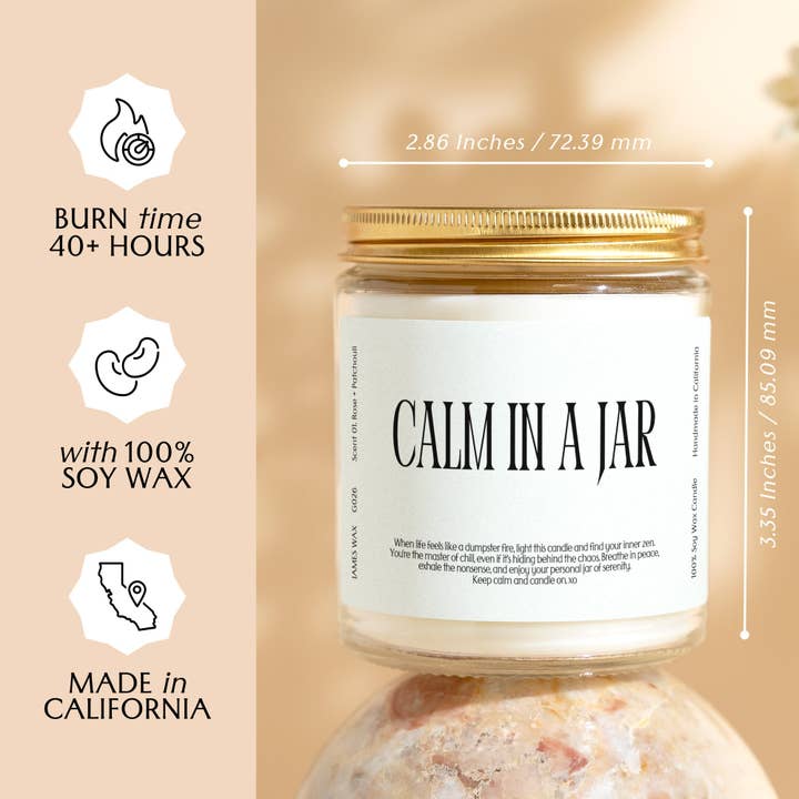 James Wax - Wholesale Jar/Filled Candle - Relaxation Stress Relief Calm in a Jar Candle G0263