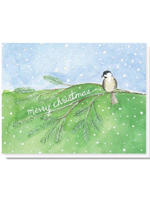 Christmas Chickadee Card for wholesale by The Lavender Whim