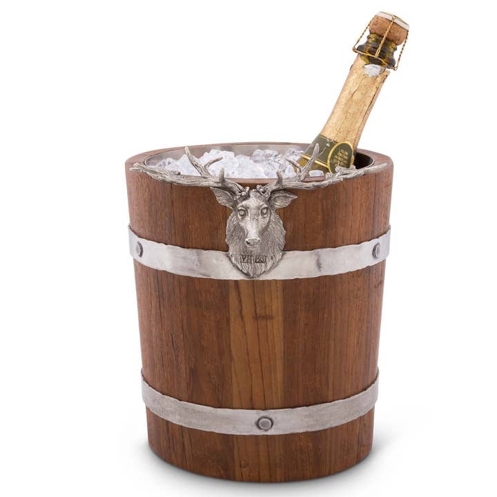 Elk Wood Pail Ice Bucket for wholesale by Vagabond House