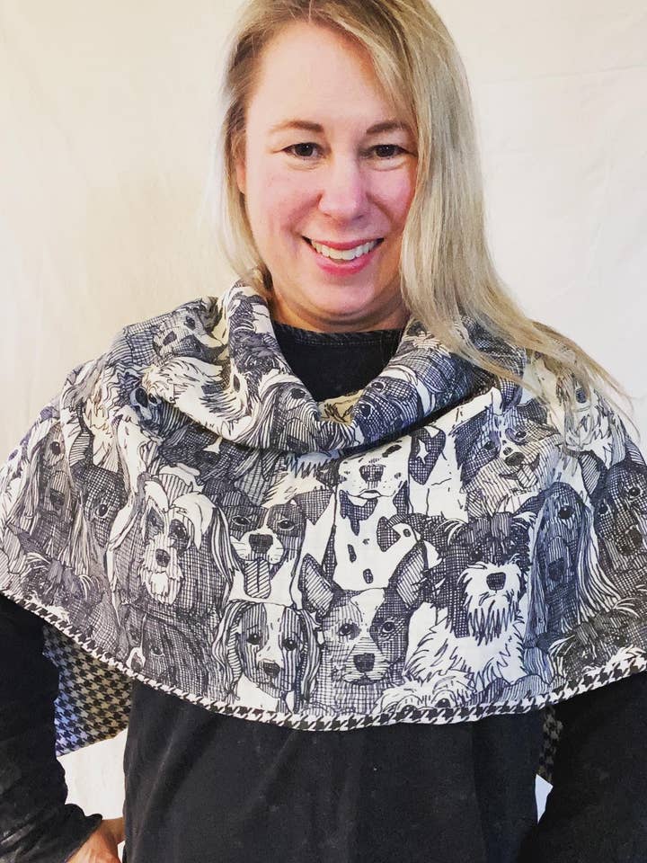 Dog Print Snap Shawl for wholesale by Destination Dress