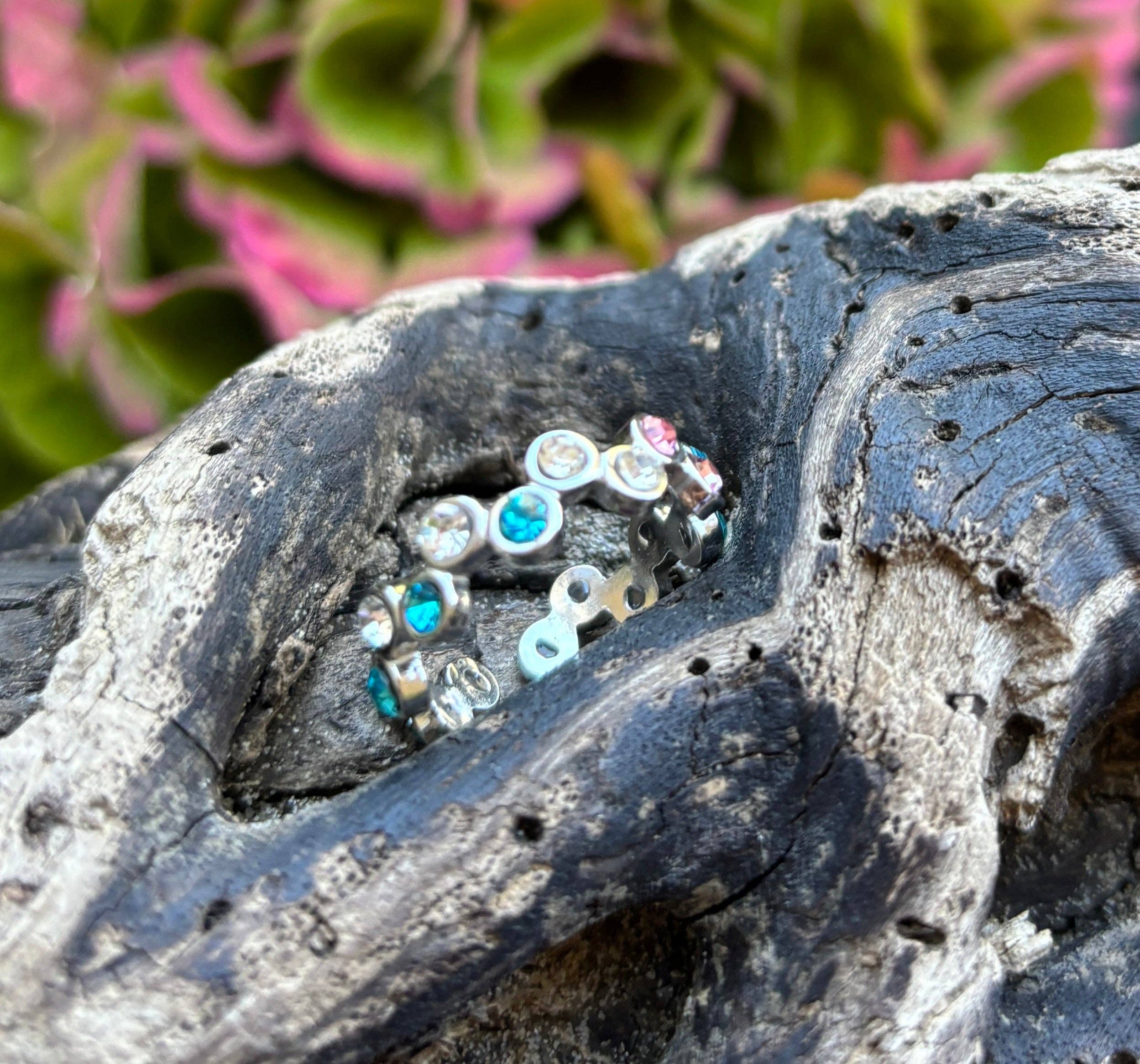 Ocean Ripples - Wholesale Multi-Stone Ring - 18ct Gold Plated Cubic Zirconia Stackable Ring - Available In Silver7