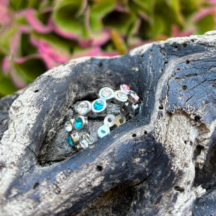 Ocean Ripples - Wholesale Multi-Stone Ring - 18ct Gold Plated Cubic Zirconia Stackable Ring - Available In Silver7