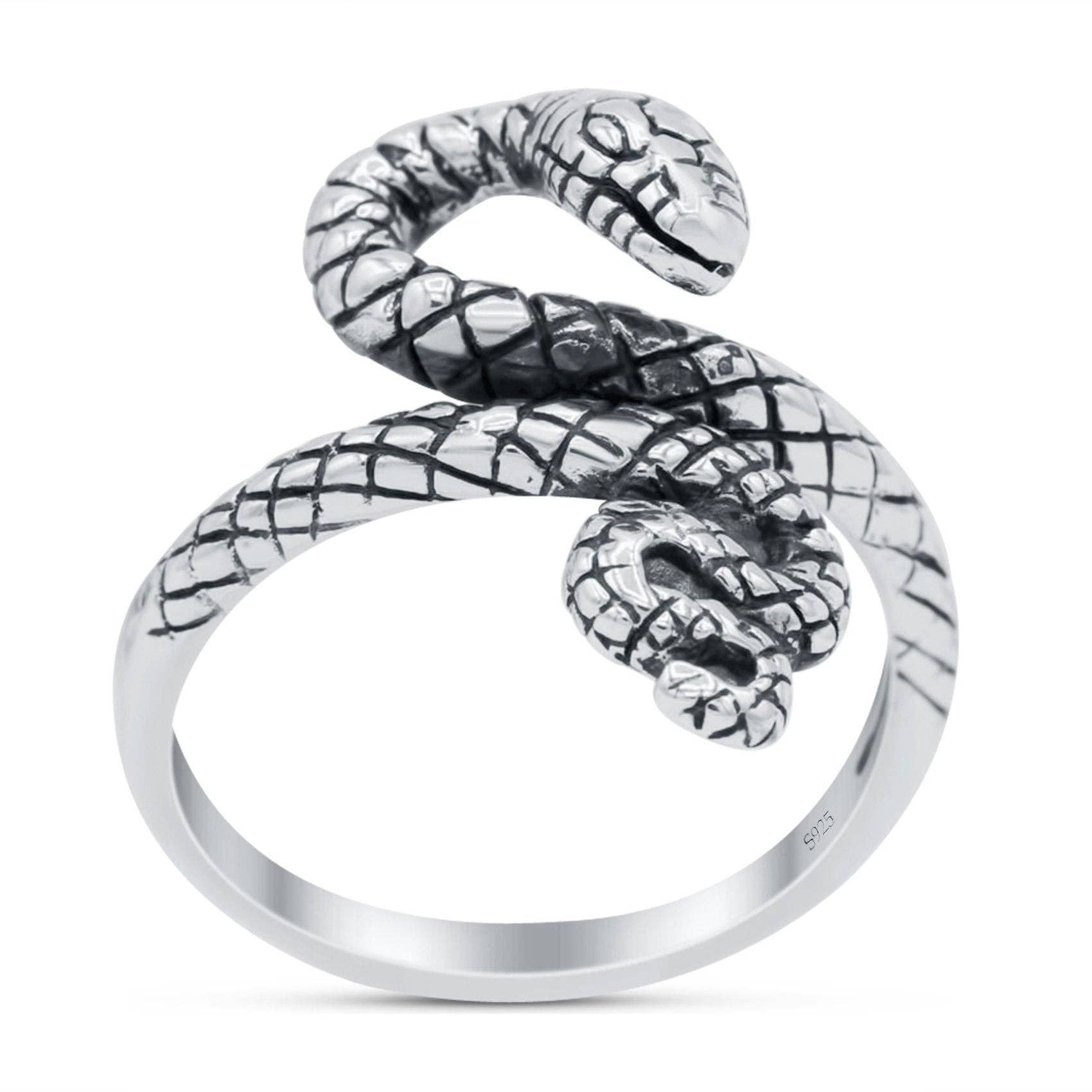 Sterling Silver Snake Oxidized Band Thumb Ring (17mm) for wholesale on Faire2