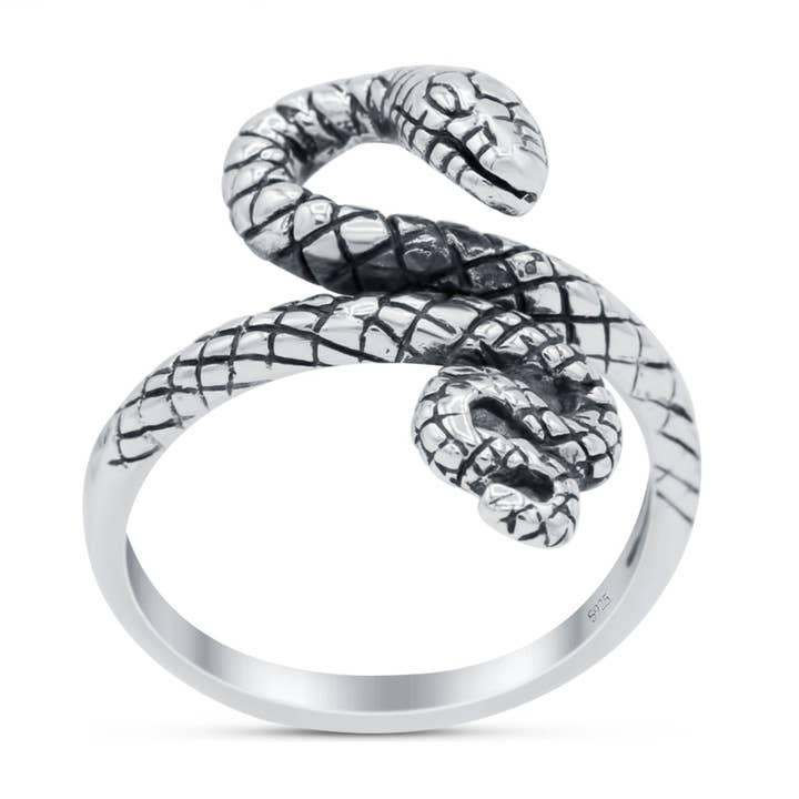 Sterling Silver Snake Oxidized Band Thumb Ring (17mm) for wholesale on Faire2