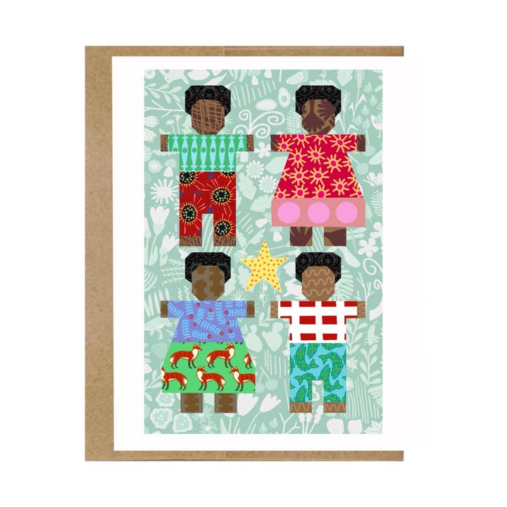 Greeting Card: Christmas Children Culturally Diverse for wholesale by Mosey Farm, Inc.