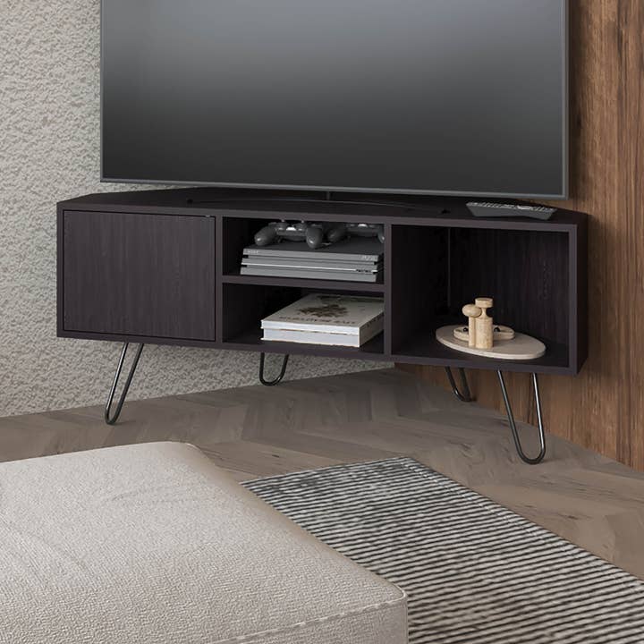Black Corner Tv Stand Lancaster, Two Cabinets for wholesale on Faire0