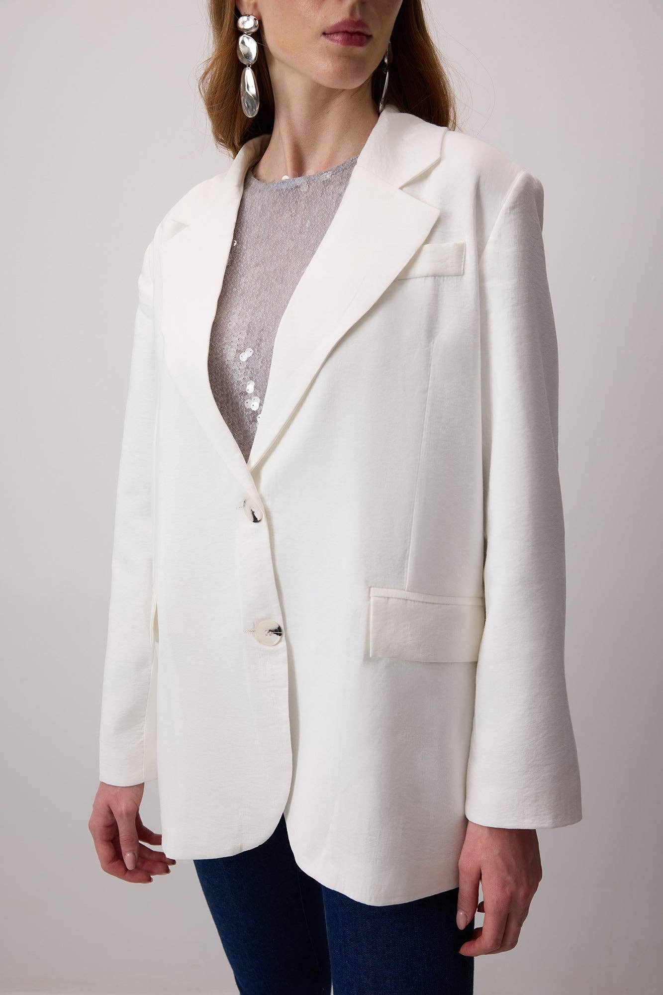 Ecru DOUBLE-SLIT MODAL JACKET for wholesale on Faire4