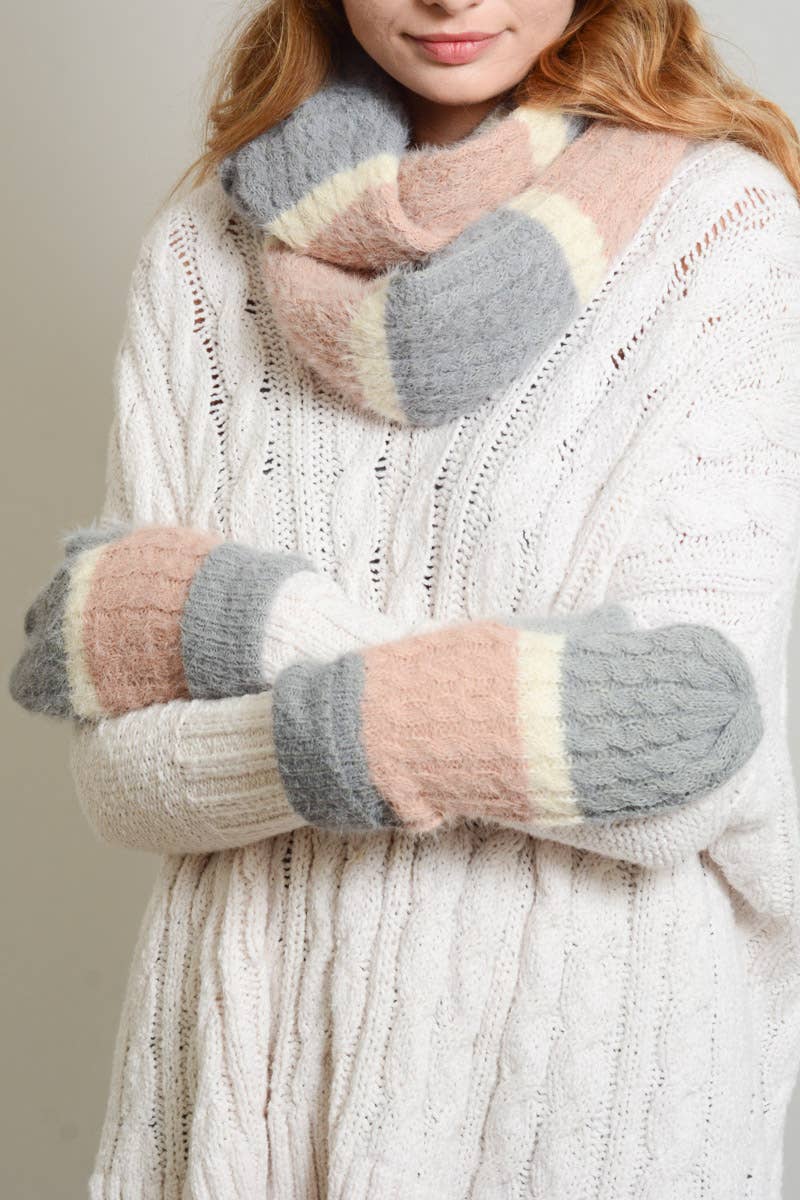 Leto Accessories - Wholesale Mittens - Women's - Ultra Soft Mohair Wide Stripe Mittens – Warm & Stylish❄️6