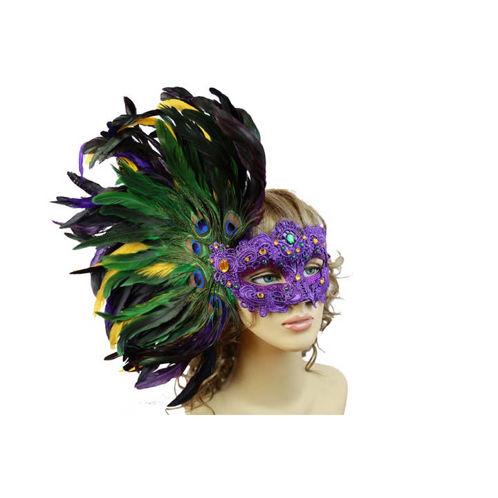 Máscara de Plumas do Carnaval de Mardi Gras por atacado de KBW Global Corp.