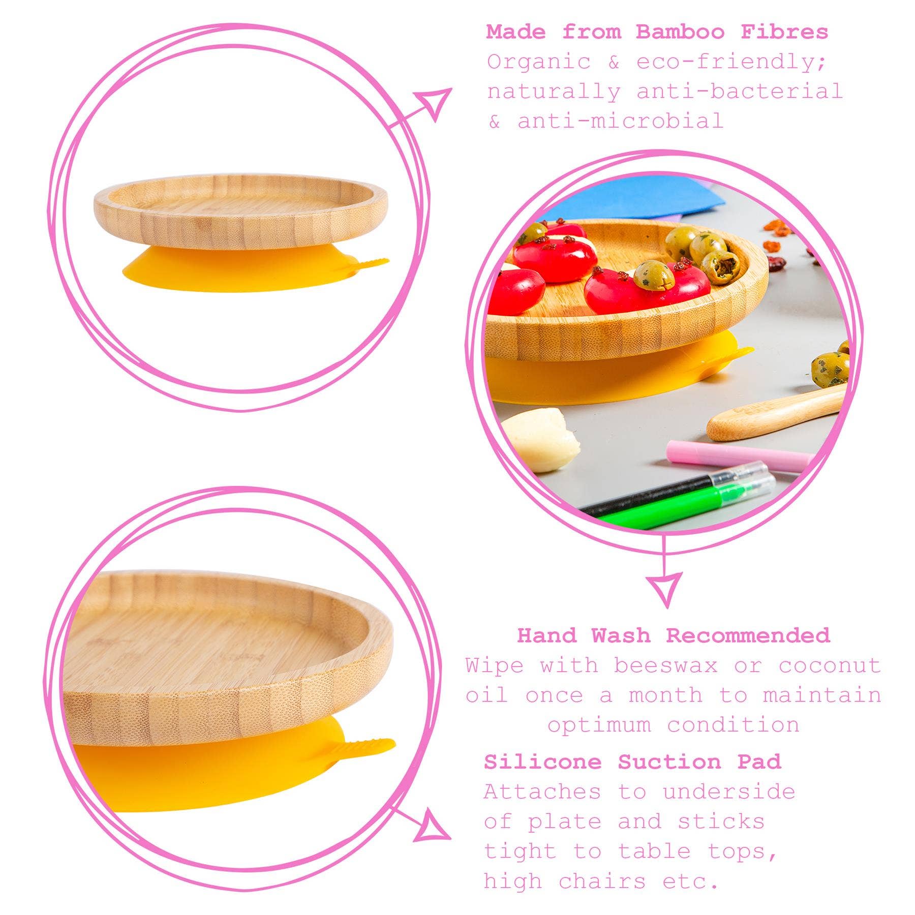 Rinkit Ltd – Engroshandel Middagstallerken – Børn og baby – Lille spisestue børn bambus suge rund plade11