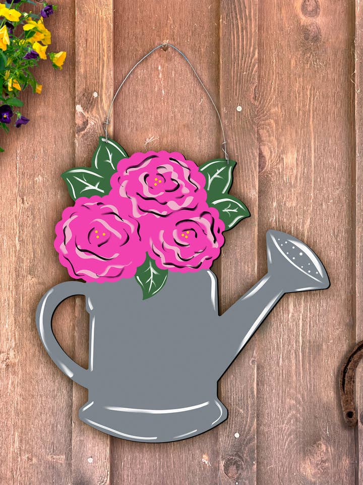 Outdoor Metal Art Watering Can for wholesale by Steel Southern Designs