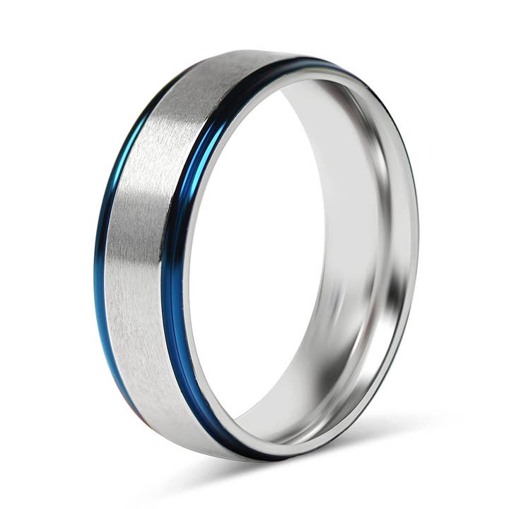 Stainless Steel Blue Trim With Brushed Center Ring for wholesale by WJW
