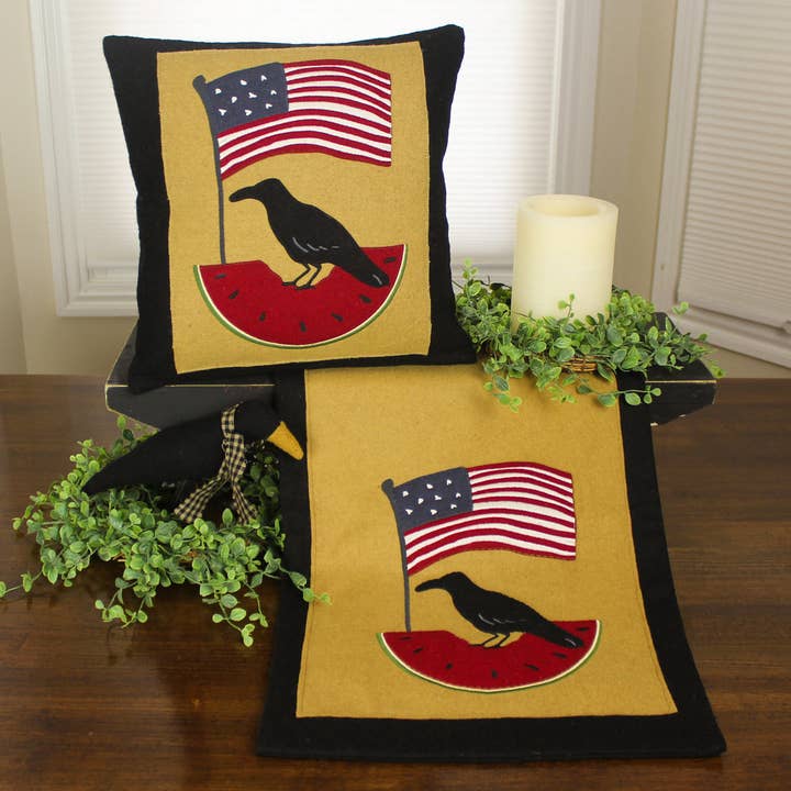 Home Collections by Raghu - Wholesale Throw/Decorative Pillow - Flag Crow Pillow