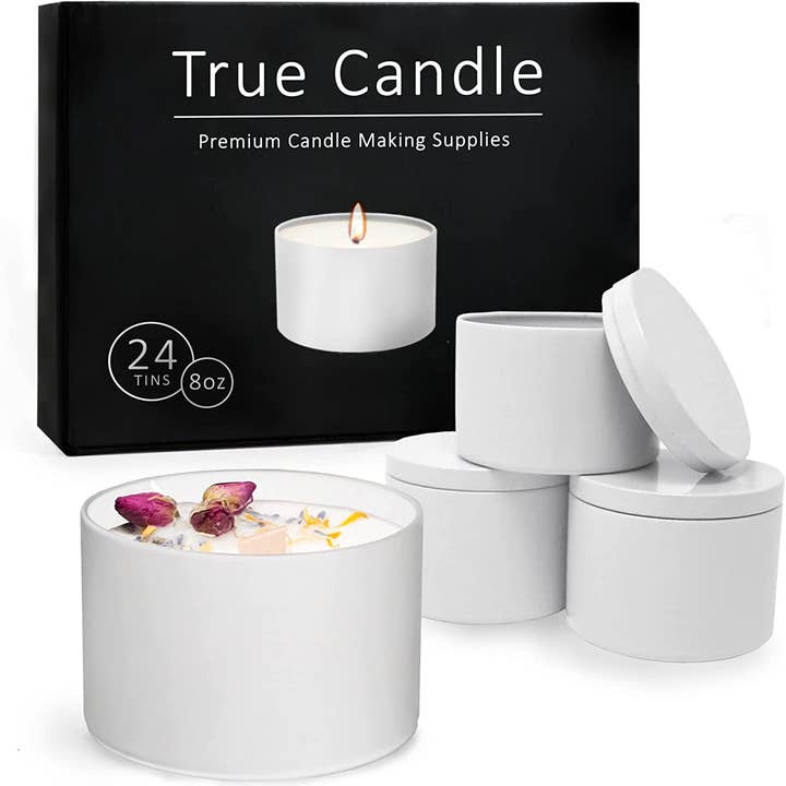 True Candle 24 8oz Candle tins - Matte White for wholesale by True Candle