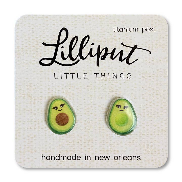 Lilliput Little Things - Wholesale Stud/Post Earrings - Kawaii Avocado Earrings