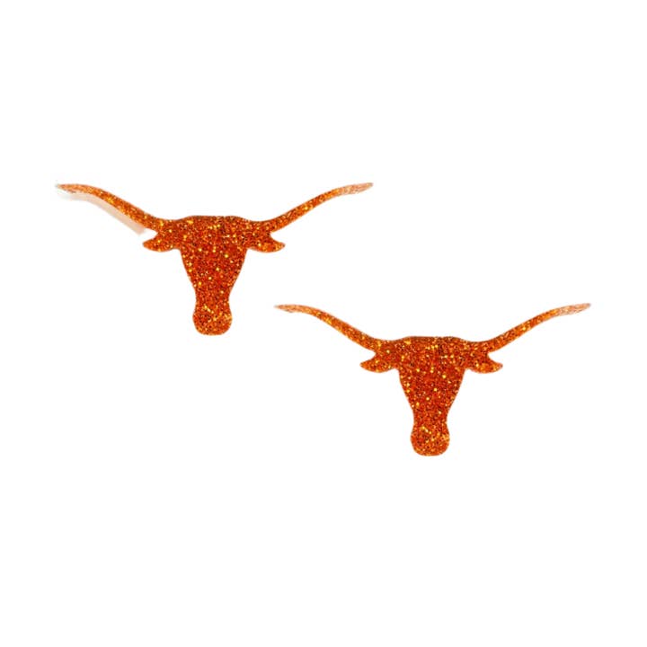 Texas Burnt Orange Glitter Longhorn Studs for wholesale by Brianna Cannon