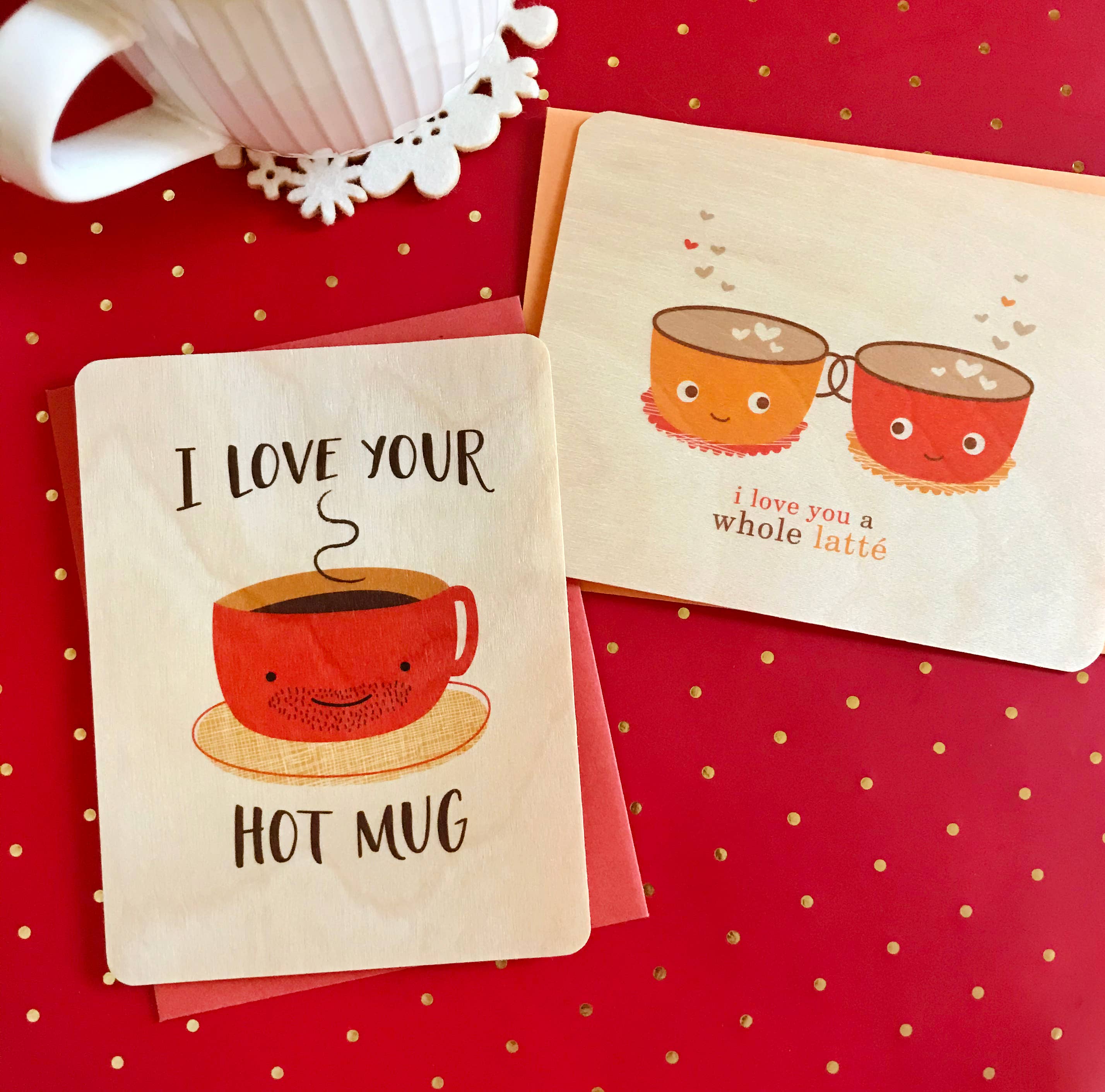 Night Owl Paper Goods - Wholesale Love Card - Latte Love Wood Card1