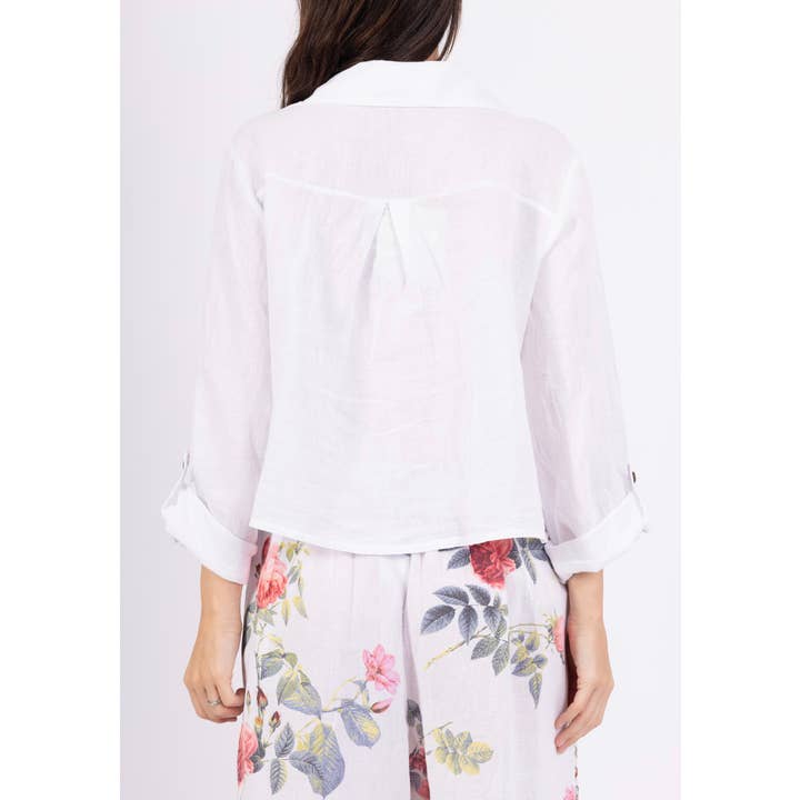 LINEN & COTTON HOUSE - Wholesale Buttoned-down shirt – Women's - 6235 SHORT LINEN SHIRT WITH FRONT POCKET23