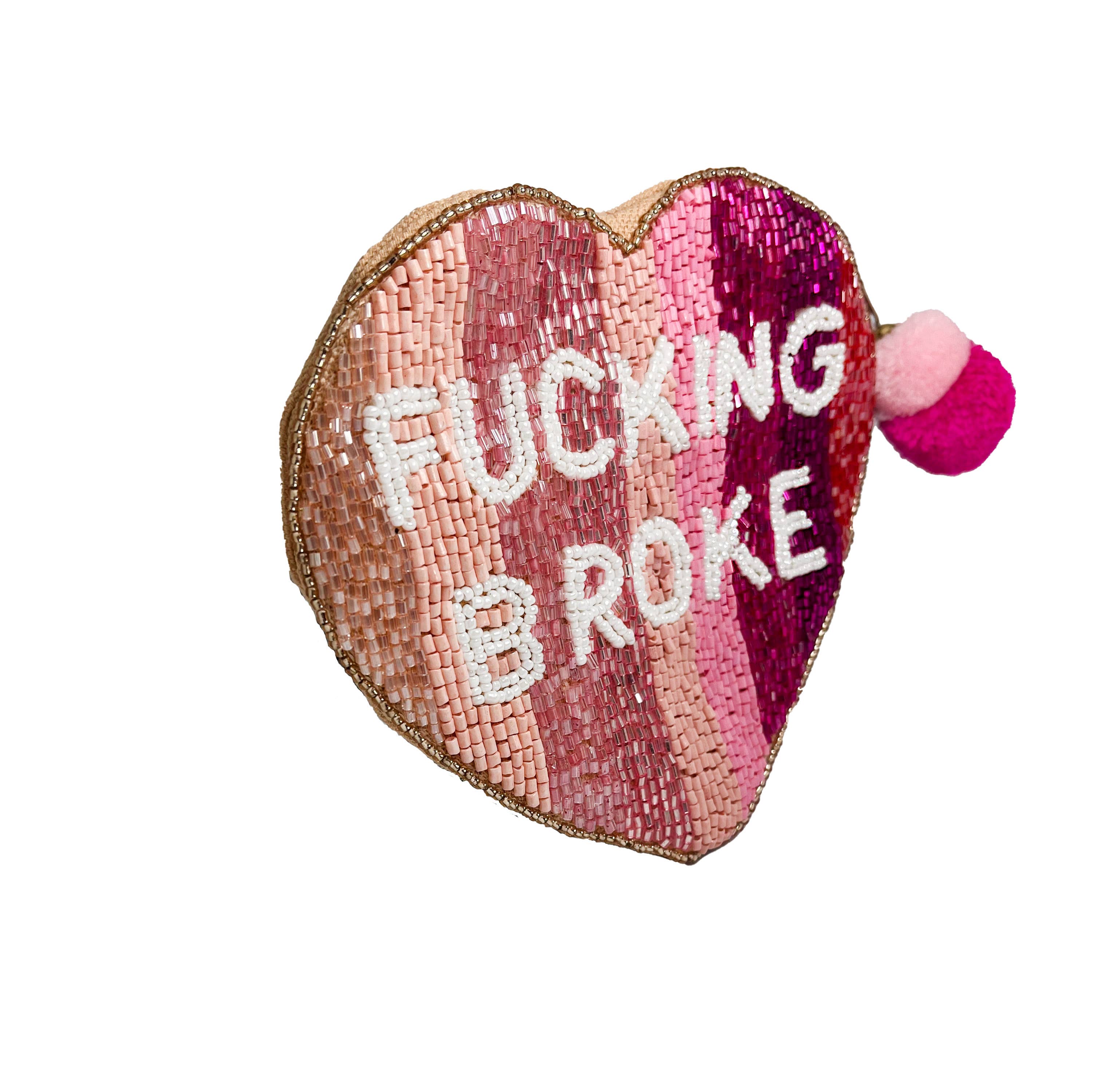 Ole – wholesale Coin purse – Women’s – FUCKING BROKE  Heart Beaded Coin Purse1