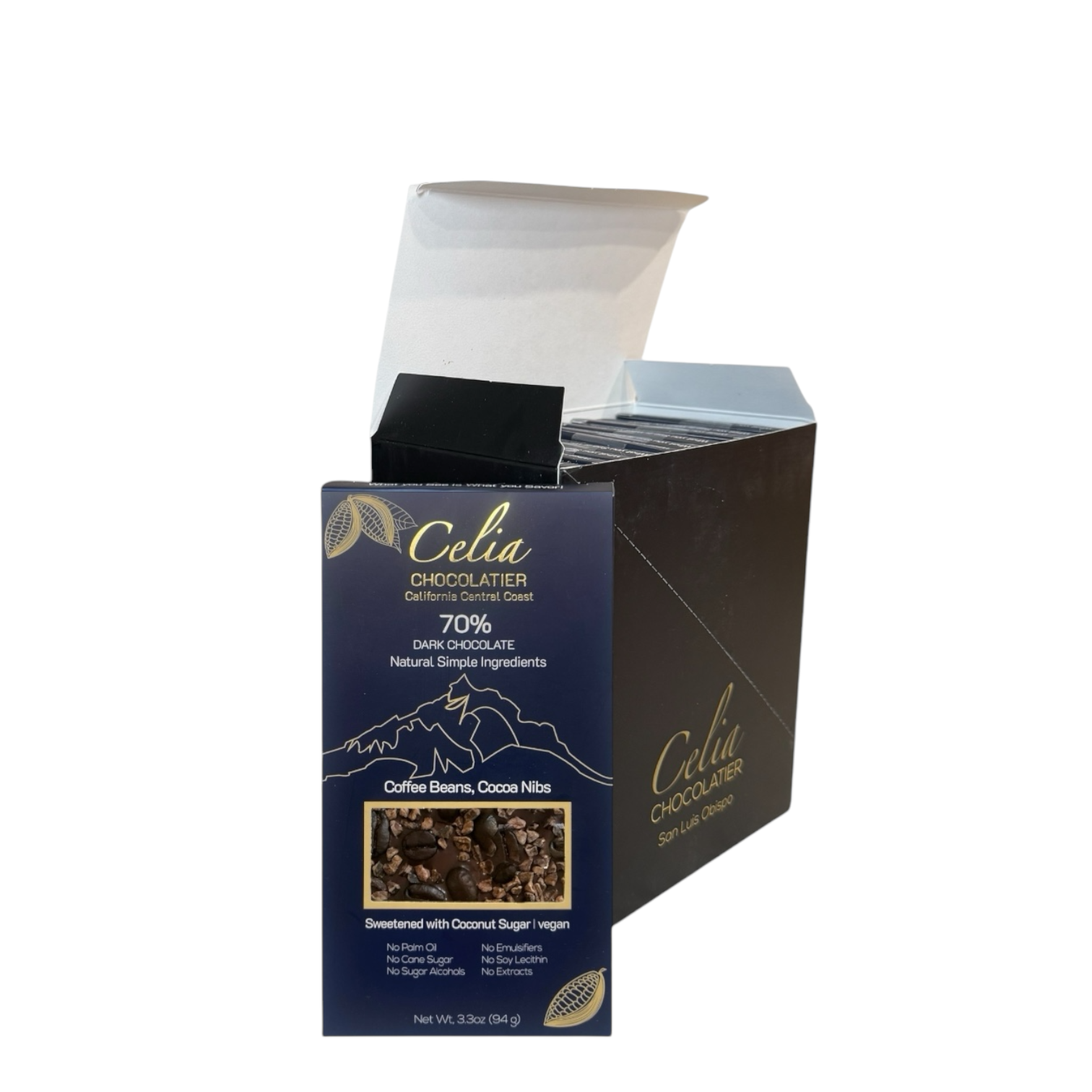CELIA CHOCOLATIER - Wholesale Chocolate - 70% Dark Chocolate  Coffee & Nibs | Coconut Sugar | Vegan3