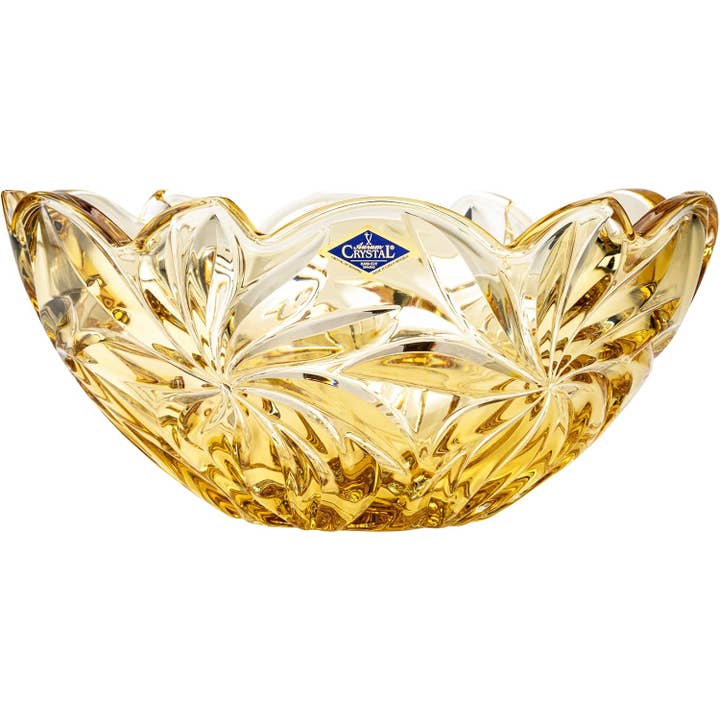 11¼" Bohemian Crystal Fruit Bowl AU52672 FLORA, AURUM, Czech for wholesale by NORTH AMERICAN CRYSTAL