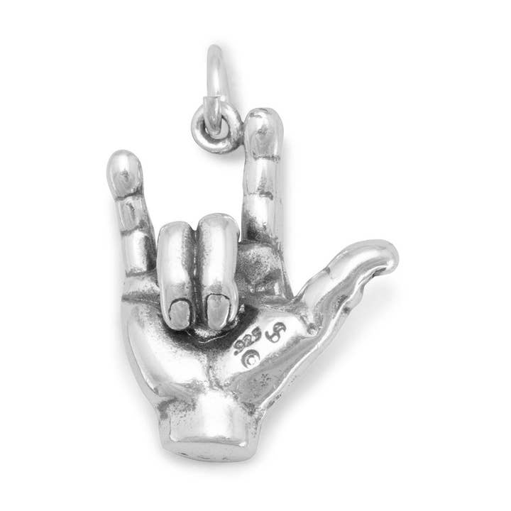 Silber oder Gold 3D Ich liebe dich Handzeichen Anhänger für den Großhandel von Silver Stars Collection