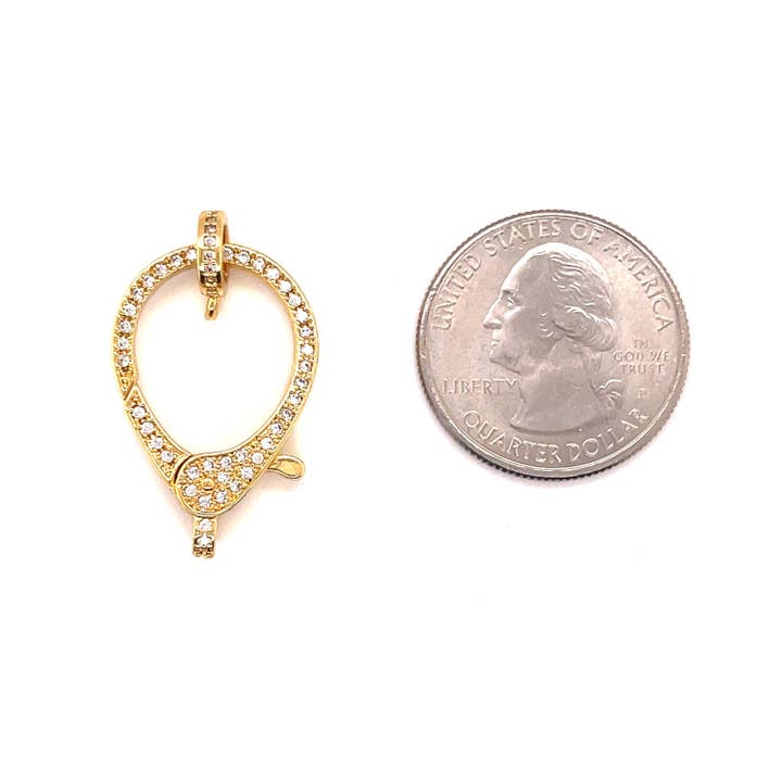 The Bead Bazaar - Wholesale Clasp - Large Gold Pave CZ Decorative Clasp, Push Gate Elegant Clasp, Large Carabiner Clasp For Necklace, Sparkly Elegant Clasp For Jewelry Making4