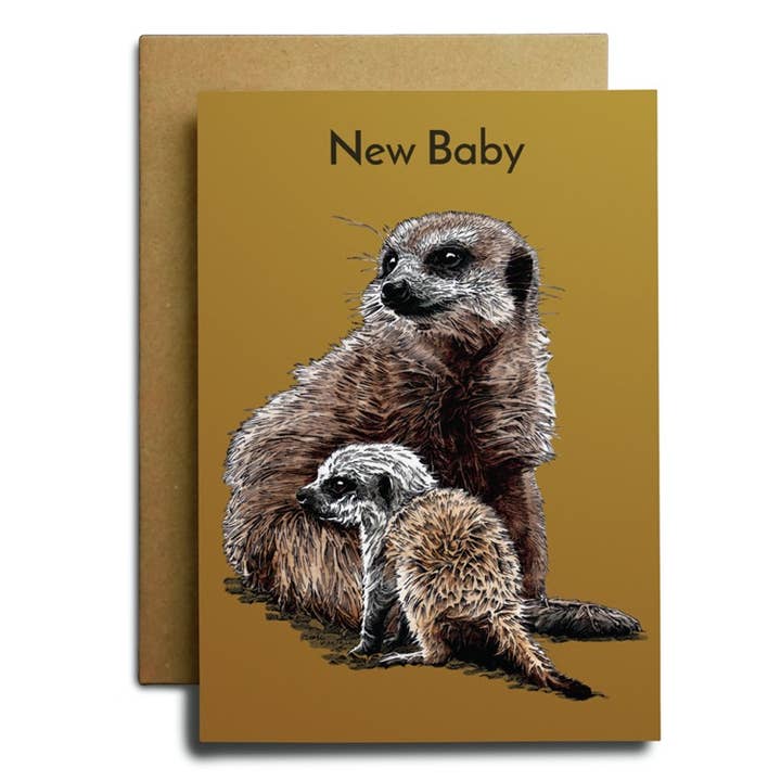 Some Ink Nice – Großhandel Babykarte – Erdmännchen-New-Baby-Karte, Erdmännchen-Karte, Tier-Karten
