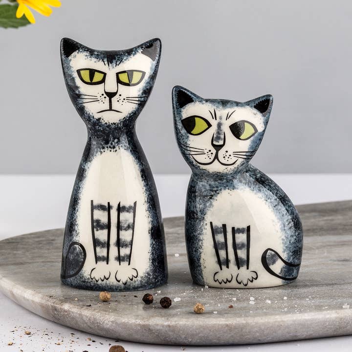 Hannah Turner Ltd - Wholesale Salt & Pepper Shaker Set - Grey Tabby Cat Salt and Pepper Shakers | Hannah Turner2