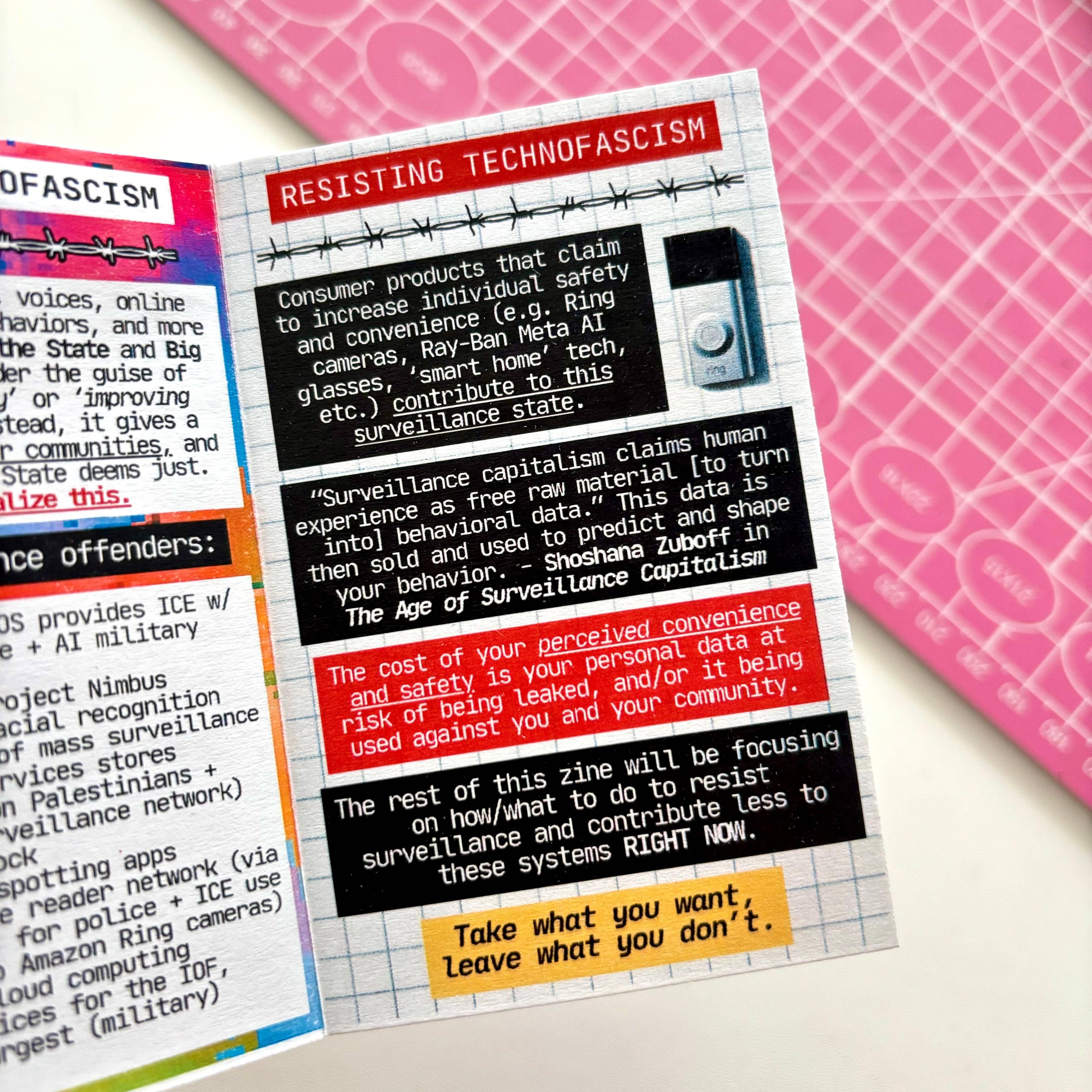 Mestiza Makes - Wholesale Book - Adult - No to Surveillance Zine (Big Tech #2)1