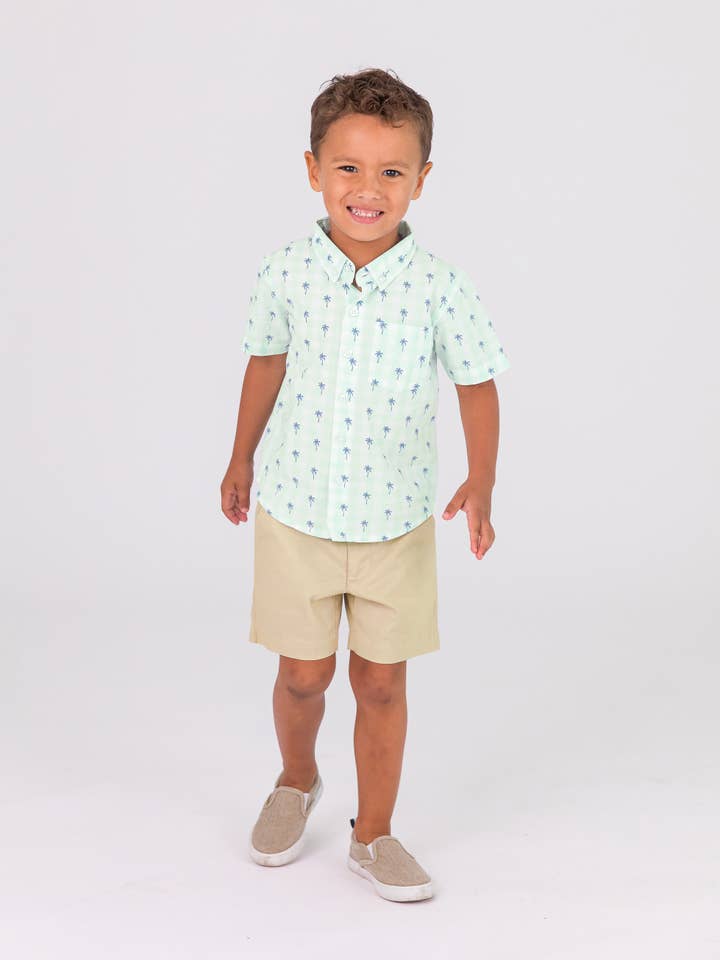Green Boys Palm Tree Gingham Button Collar Short Sleeve Button Down Shirt
for wholesale on Faire