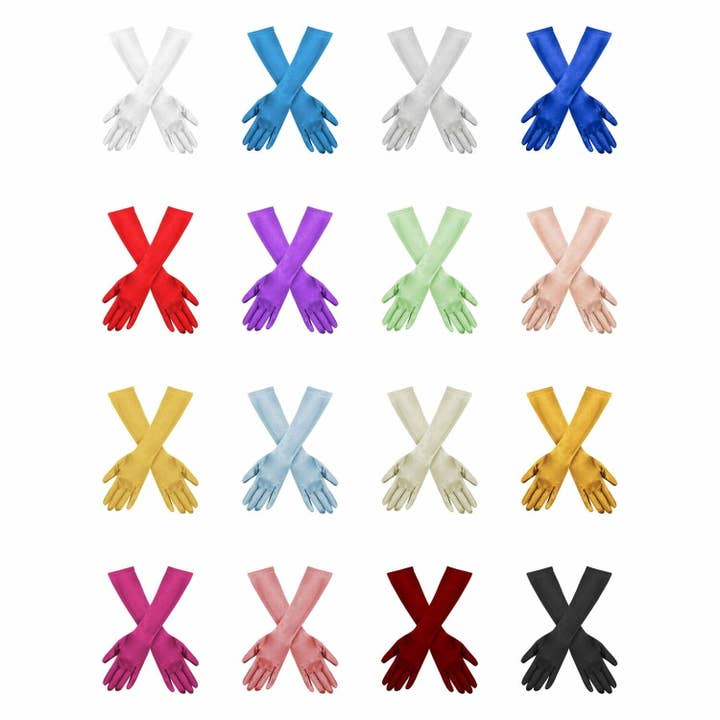 Diacly - Wholesale Gloves – Women's - 15 inch Below Elbow L Satin gloves Gatsby Flapper.19