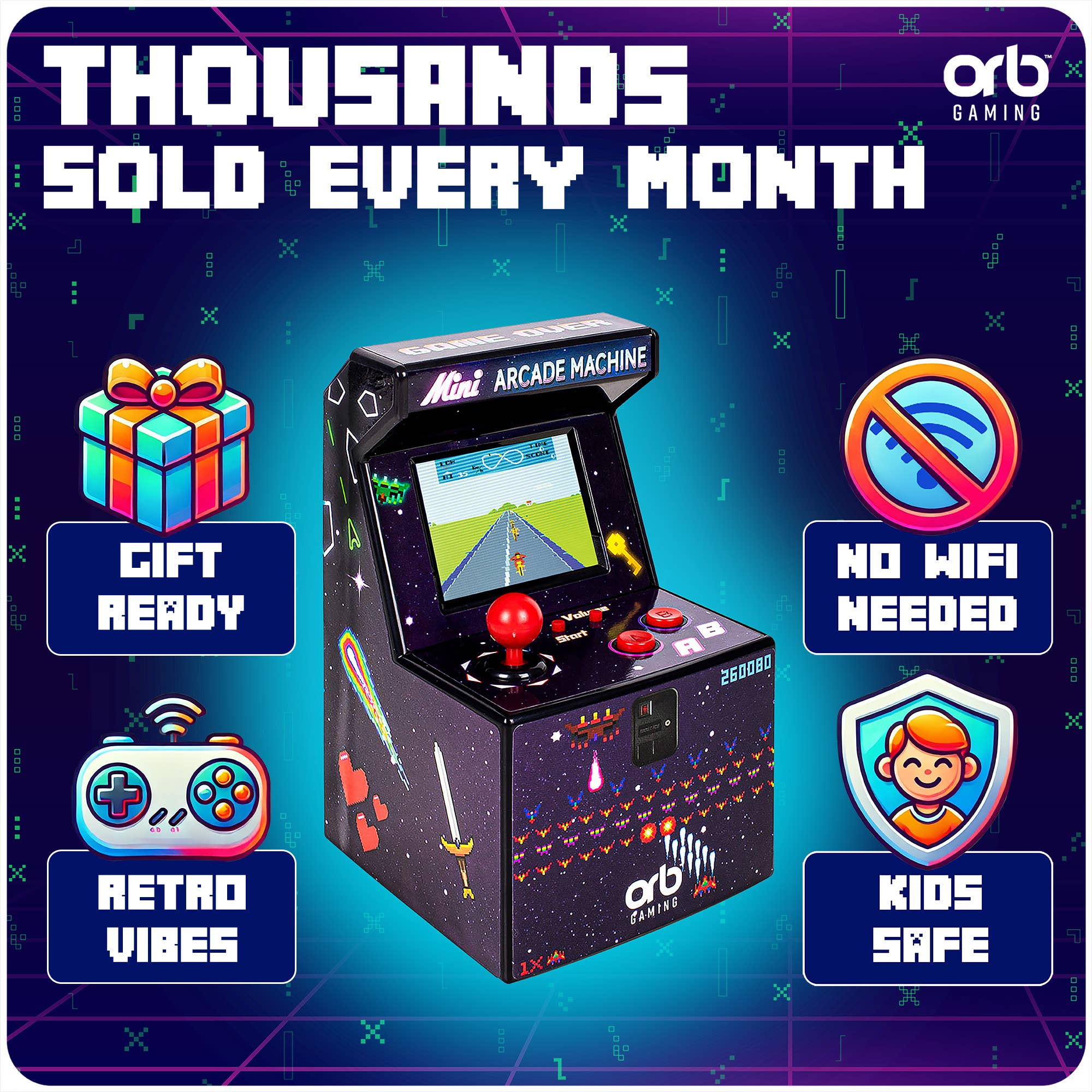 ThumbsUp! - Wholesale Electronic Toy - Kids & Baby - Orb - Retro Mini Arcade Machine (240-in-1 Games)5