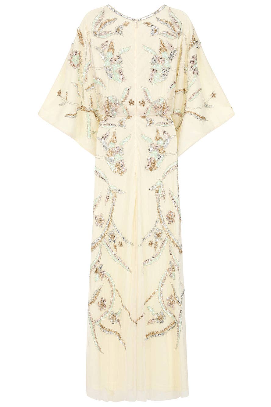 Cream Suvi Embellished Maxi Dress for wholesale on Faire7