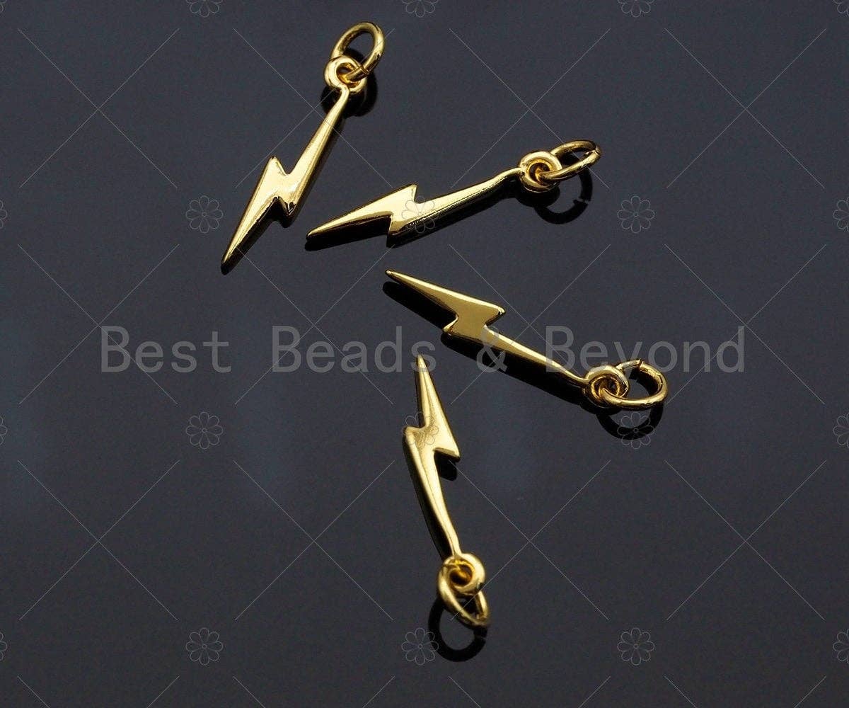 BestBeads&Beyond - Wholesale Individual Charm/Pendant - Gold/Sliver/Rose Gold/Gunmetal Lightning Charms, Dainty Lightning Charms, Lightning Charm, Necklace Charms, 3x18mm, Sku#Z11790