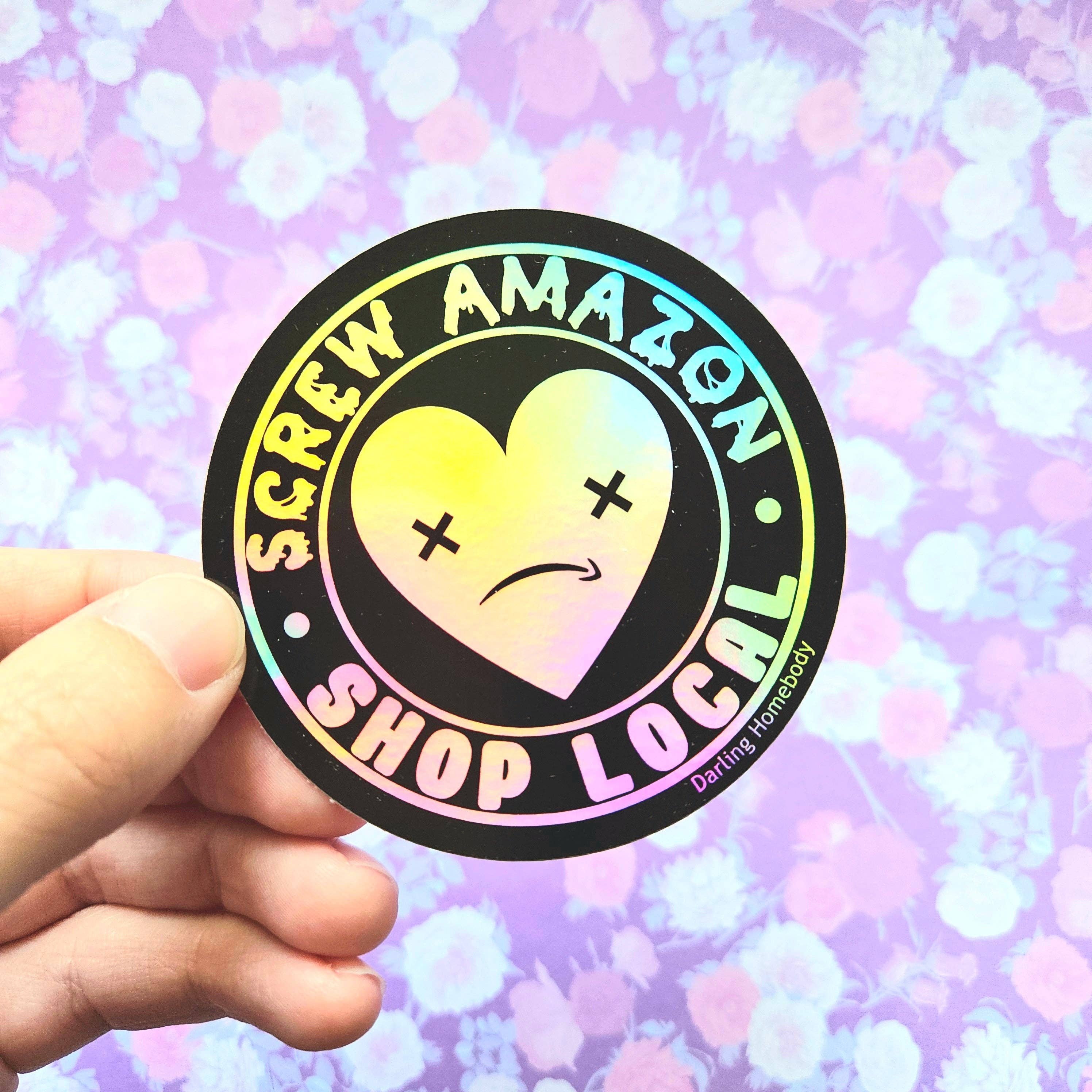 Darling Homebody - Venta al por mayor Pegatina - Pegatina Screw Amazon Shop Local. Efecto holográfico de arcoíris. Calcomanía impermeable3