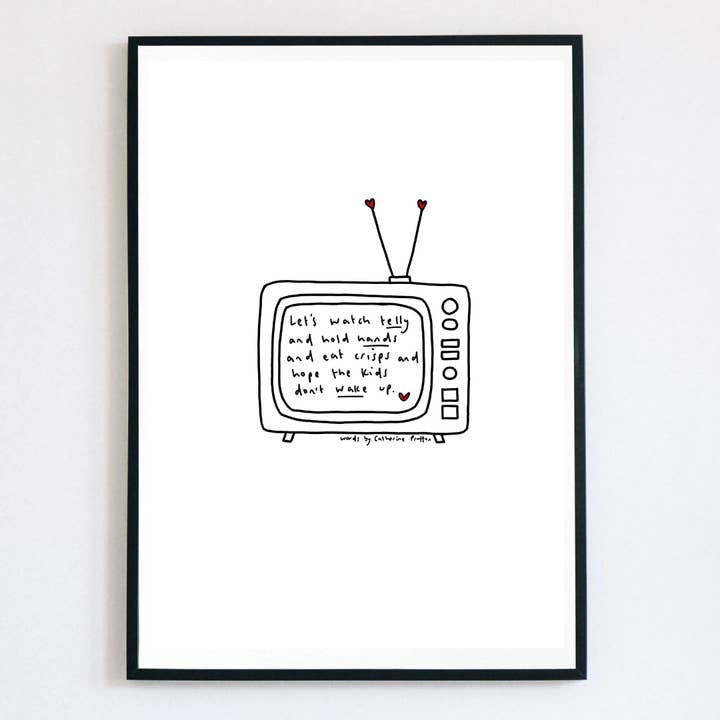 Guardiamo la TV – Poesia Scritta a Mano sull'Amore Quotidiano per la vendita all'ingrosso da parte di Words by Catherine Prutton