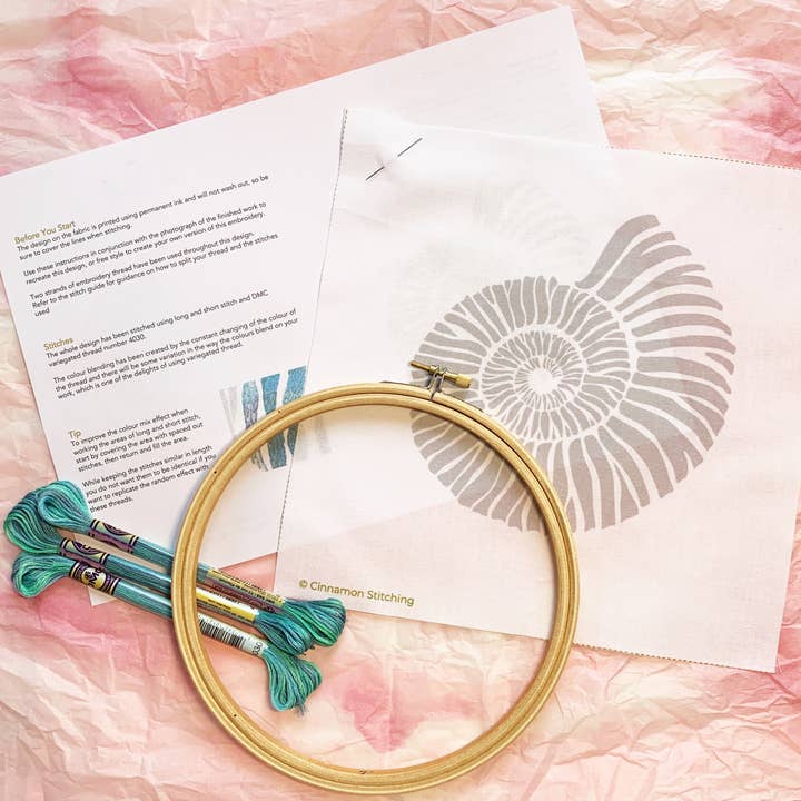 Cinnamon Stitching - Wholesale Craft Sewing Kit - Ammonite Embroidery Kit8