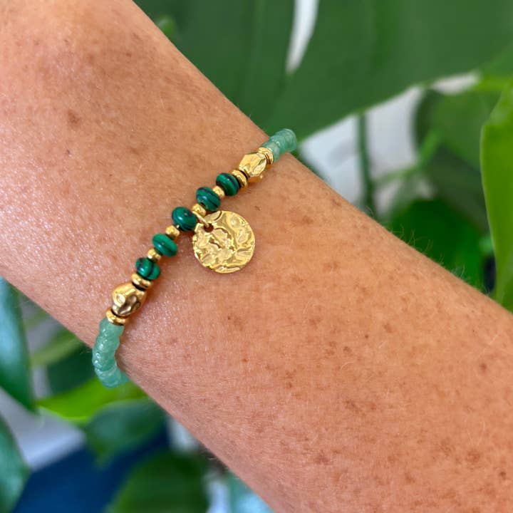 Pulseira de Contas de Pedra Natural Banhada a Ouro 18ct por atacado de Ocean Ripples