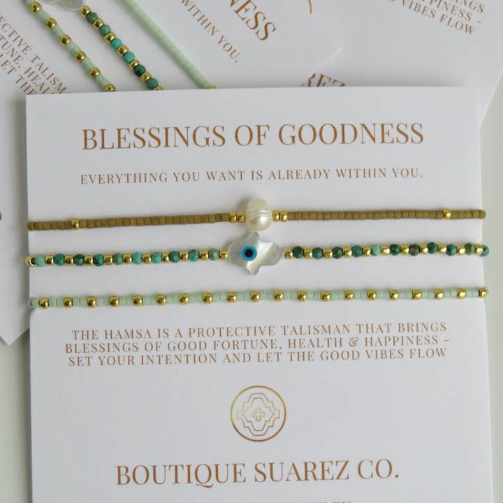 Boutique Suarez Co. - Wholesale Jewelry Set - Peace & Protection - Pearl Bracelet Stacks14