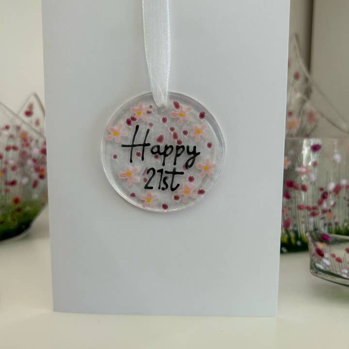 Pam Peters Designs - Wholesale Birthday Card - Handmade Fused Glass - Big Birthday Card