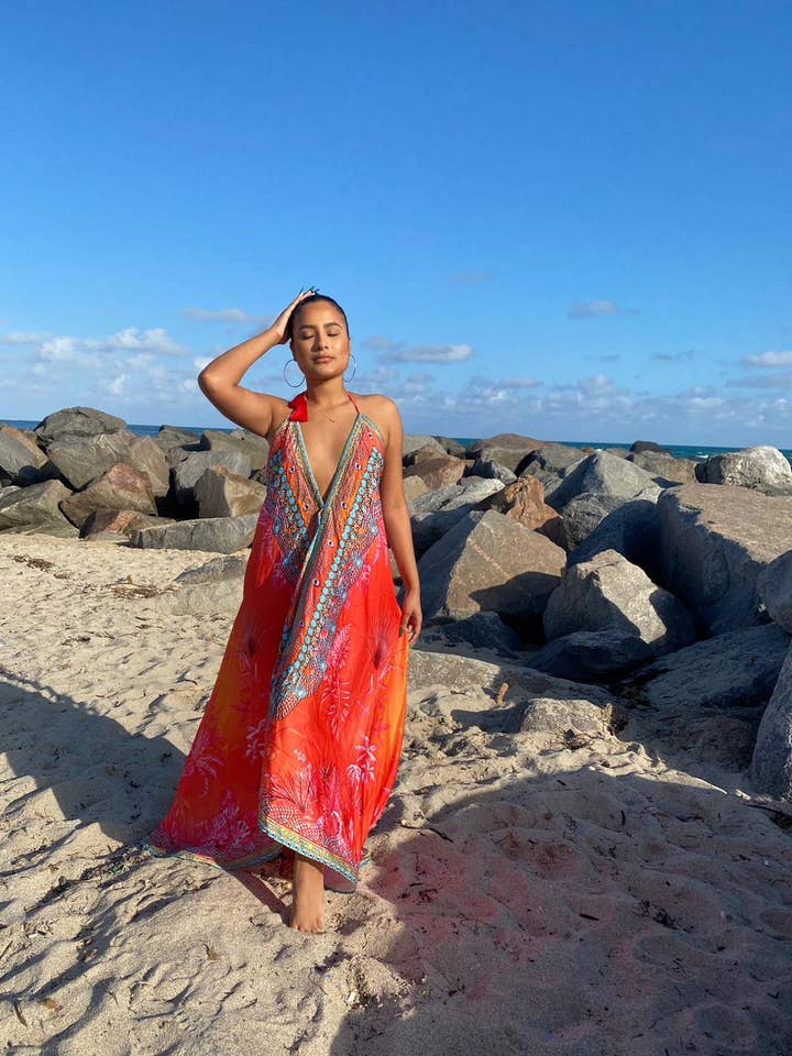 Bright pink Halter dress 678 ( PACK OF 2) for wholesale by Ranee's