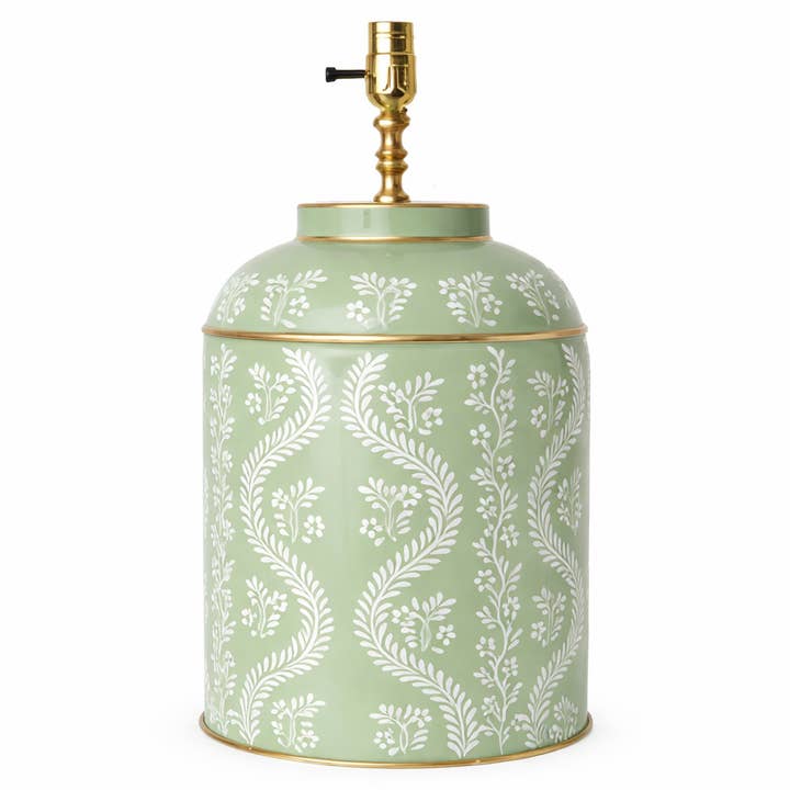 Ikat Green & White Tea Caddy Lamp for wholesale by The Enchanted Home