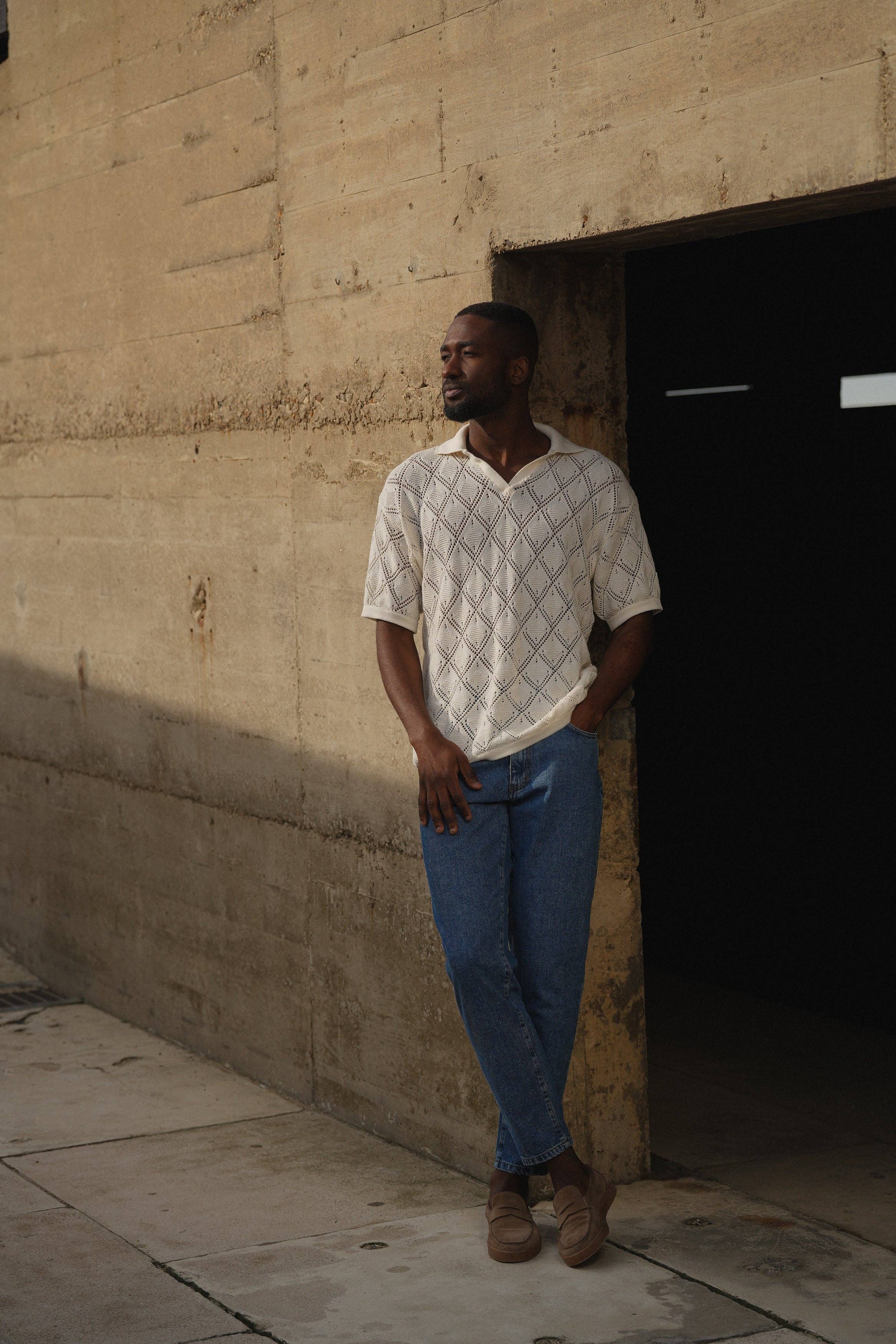 DONATO - Wholesale Polo - Men's - POLO GEOMETRIC DESIGN OPEN-COLLAR PEARL SHIRT9