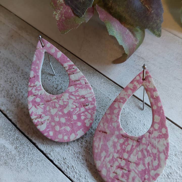 Pink treadrop earrings for wholesale by TenderEssentials ~ handmade jewelry