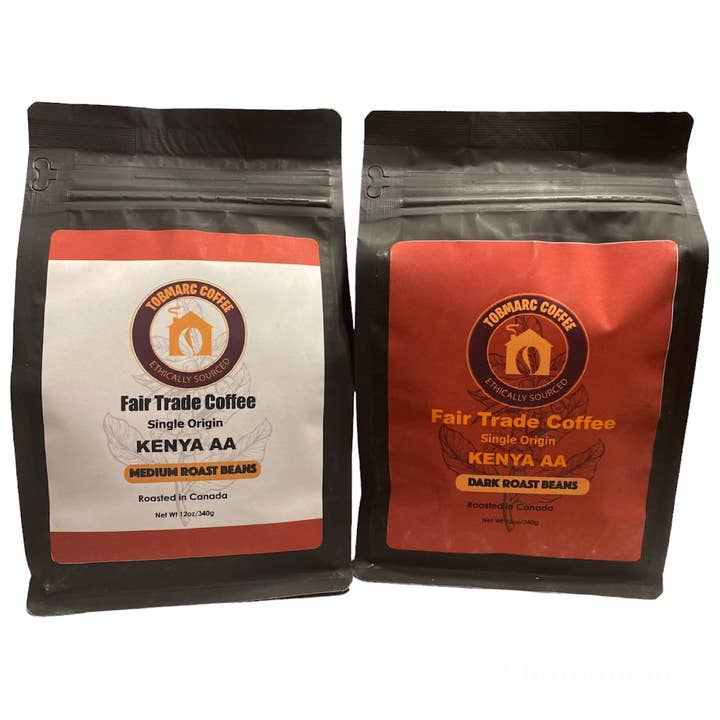 Tobmarc Kenya AA Coffee Beans Single Origin Dark, Medium Freshly Roasted in Canada FairTrade Whole Bean Coffee(340g/12oz) for wholesale by TOBMARC