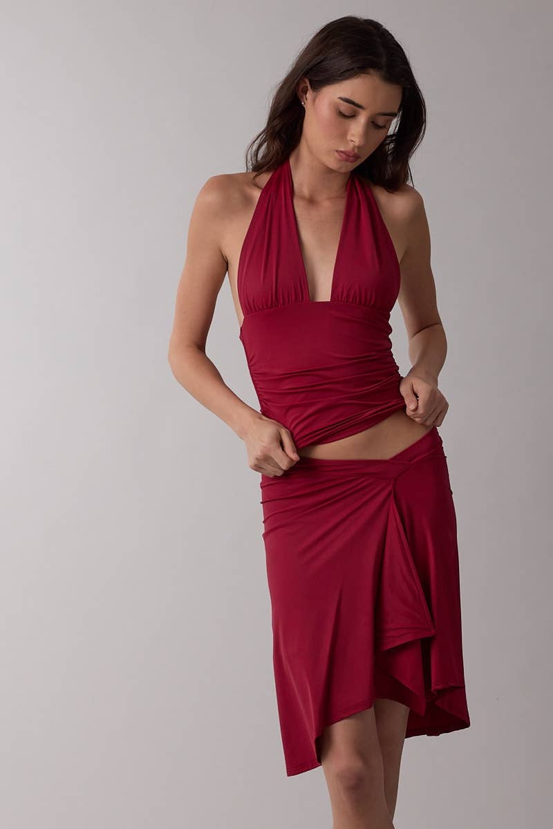 Sky to Moon - Wholesale Tank Top - Women's - HALTER NECK BUTTONS OPEN BACK RUCHED CROP TOP5