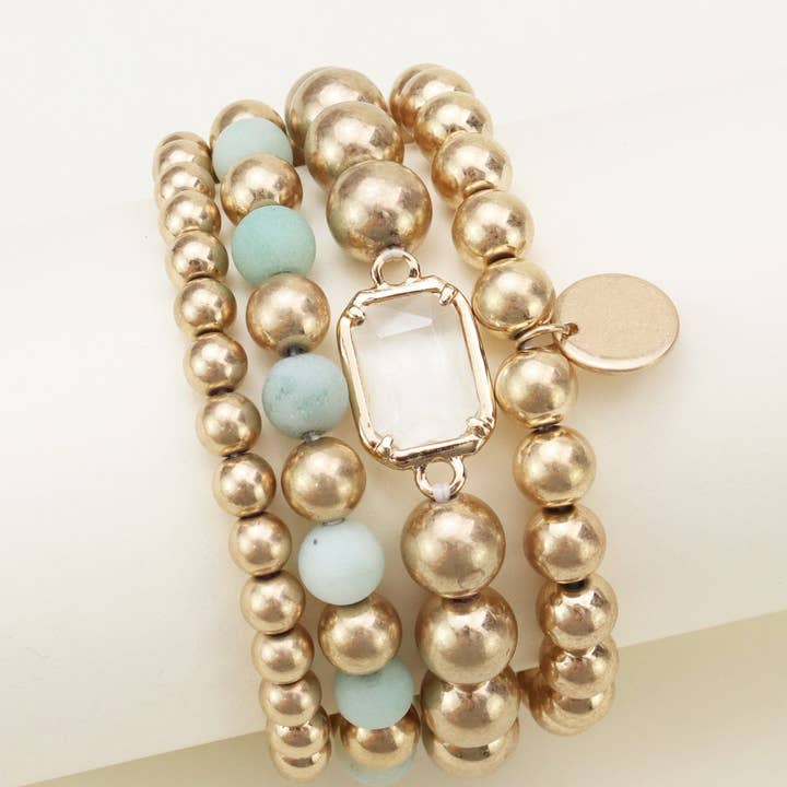 MiMi Wholesale - Wholesale Jewelry Set - CB2172 4 Piece CCB Semi Precious Bracelet Set4