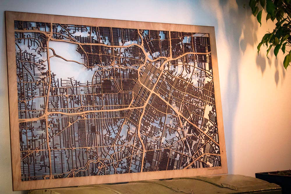 One Man One Garage - Wholesale Wall Accent - City Maps, Large 24x36" Perfect Housewarming Gift! Wooden Street Cutouts11