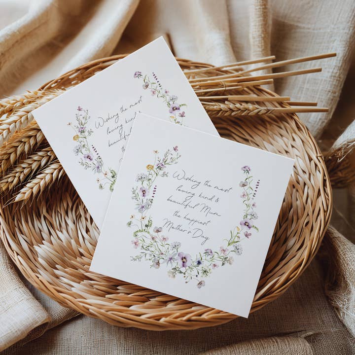 Happiest Mother's Day Floral Wreath Card for wholesale by Love My Print